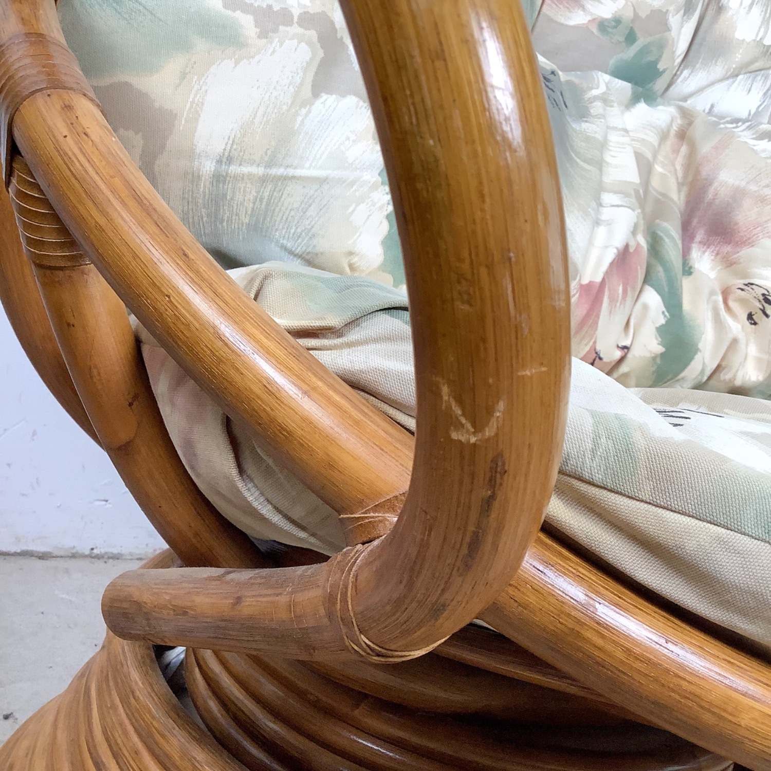 Pair Vintage Rattan Swivel Pedestal Lounge Chairs - image-18