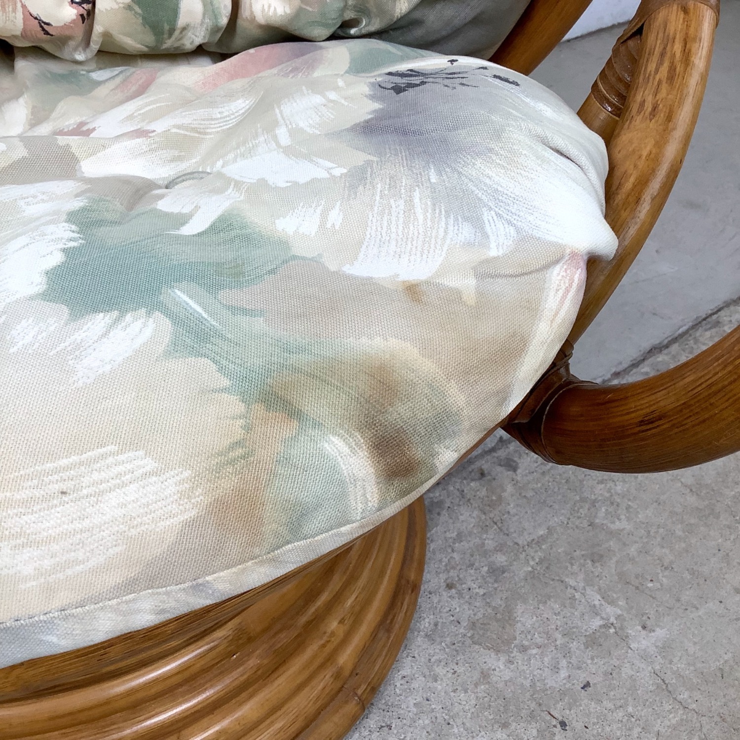 Pair Vintage Rattan Swivel Pedestal Lounge Chairs - image-19