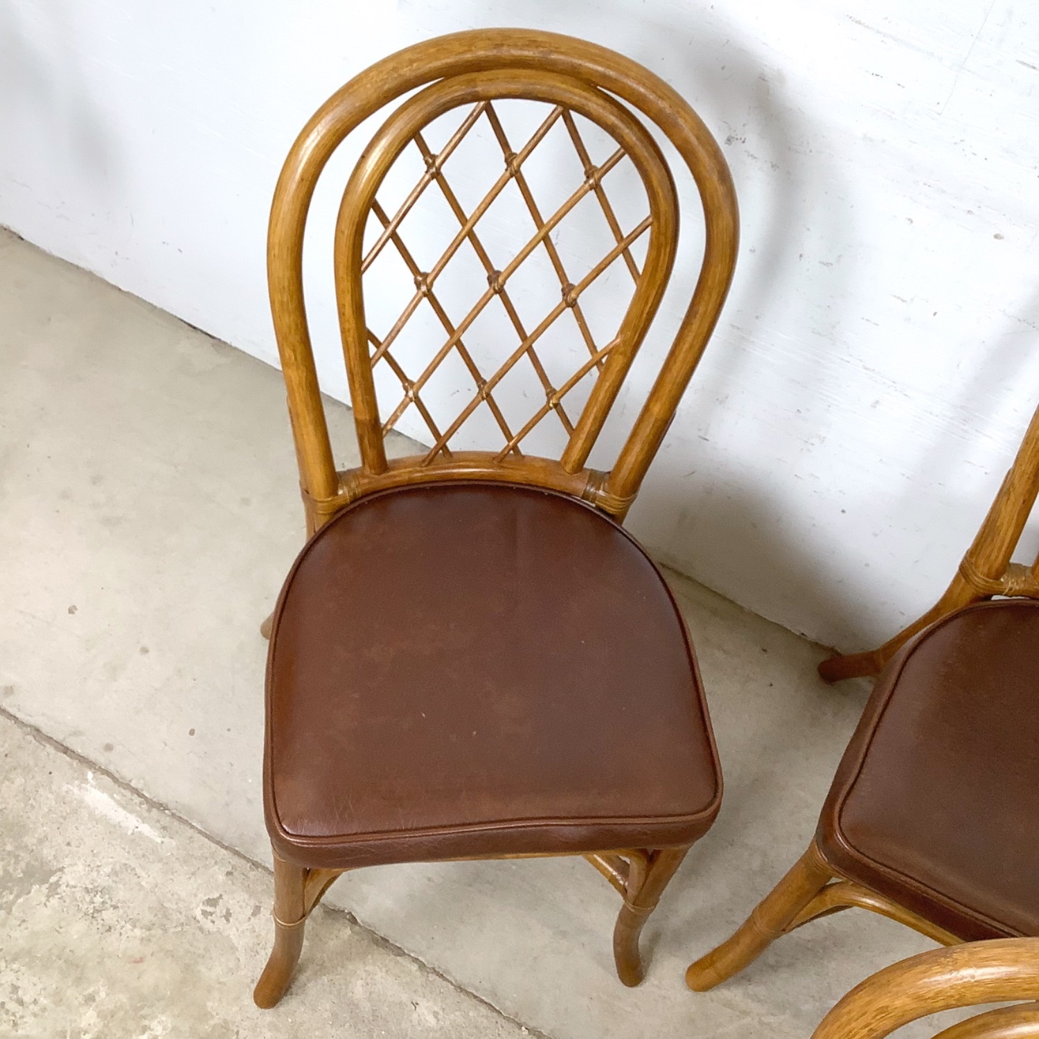  Set of 4 Vintage Rattan Dining Chairs - image-3
