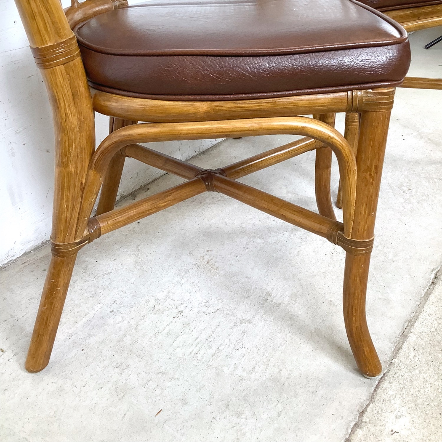  Set of 4 Vintage Rattan Dining Chairs - image-9