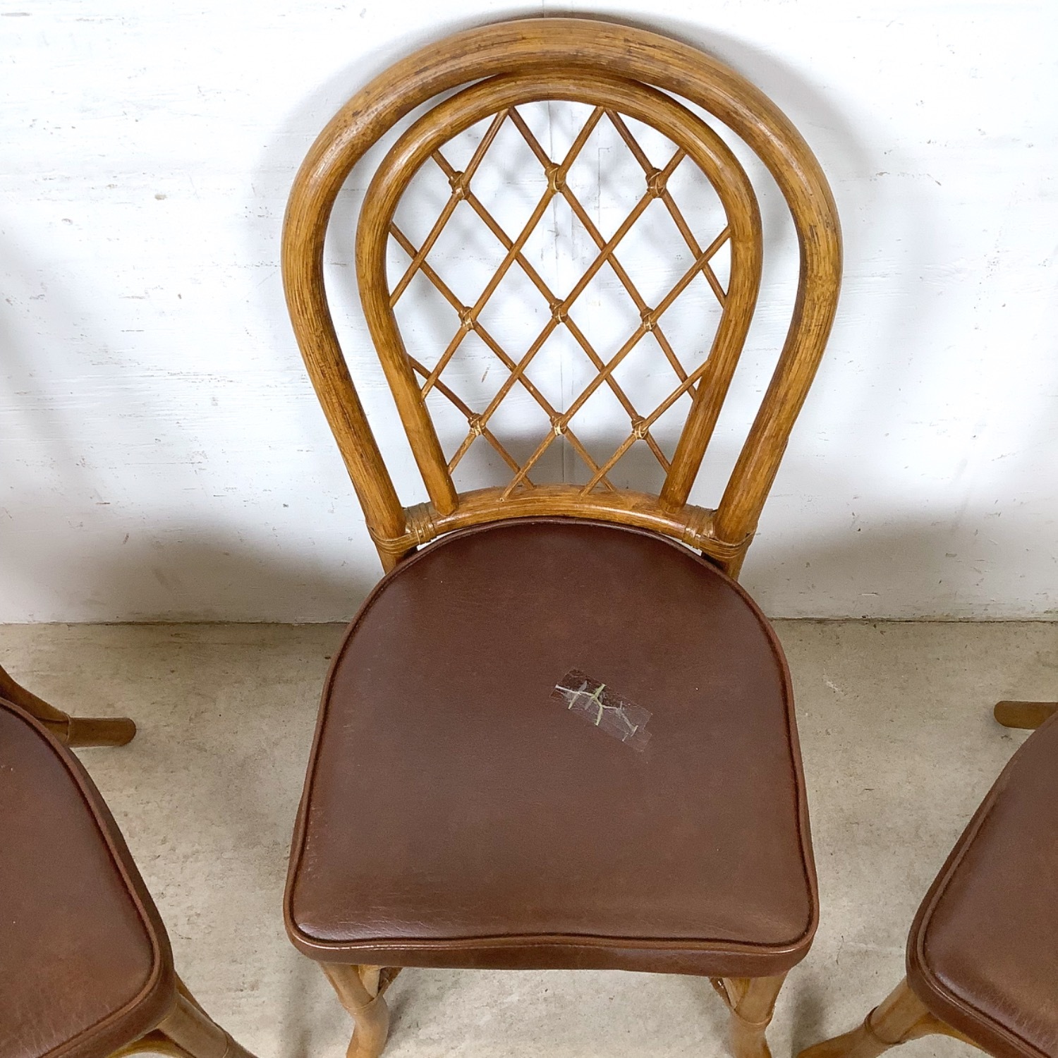  Set of 4 Vintage Rattan Dining Chairs - image-4
