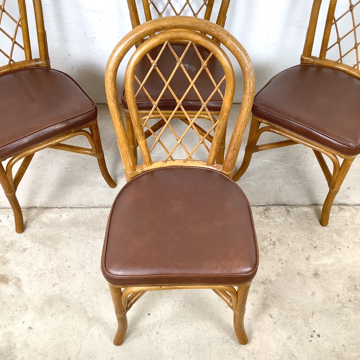  Set of 4 Vintage Rattan Dining Chairs - image-6