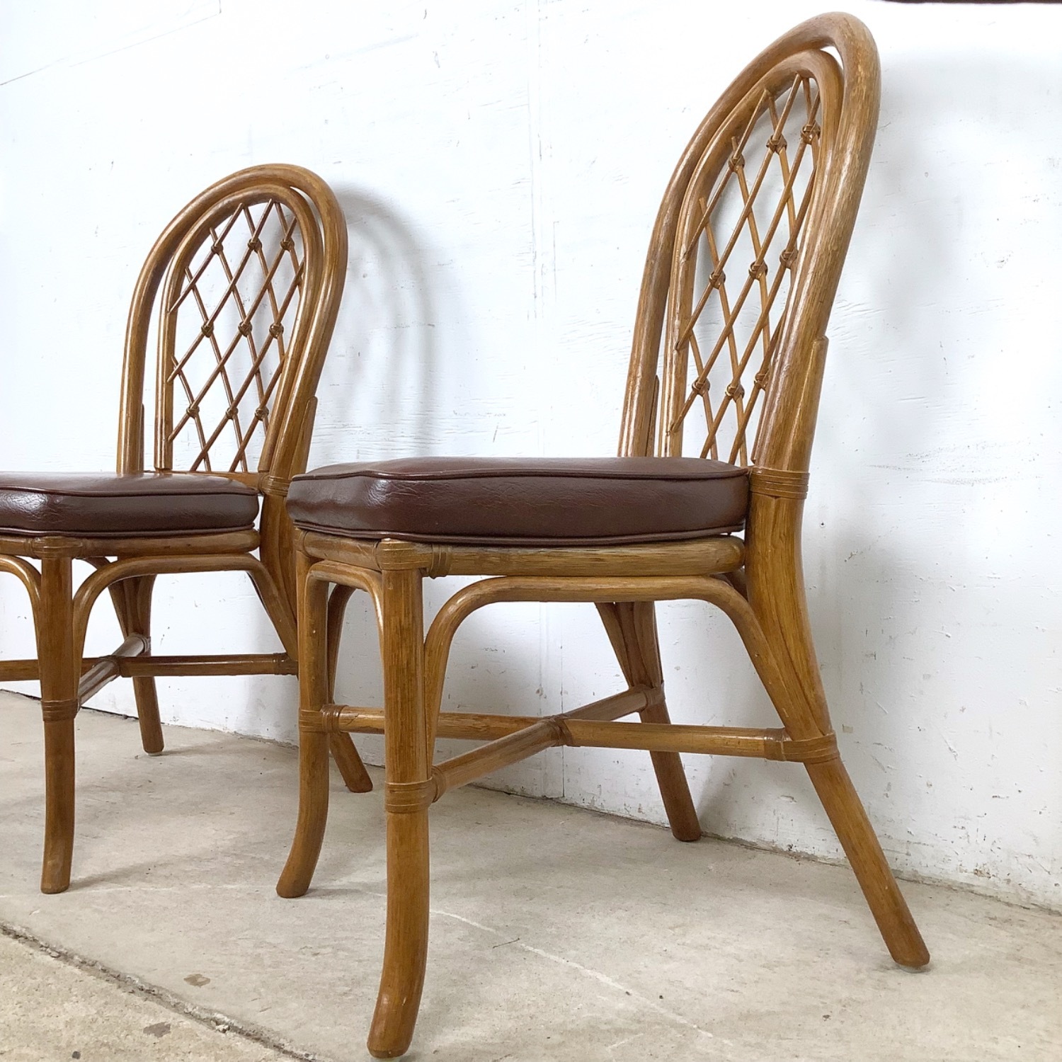  Set of 4 Vintage Rattan Dining Chairs - image-14