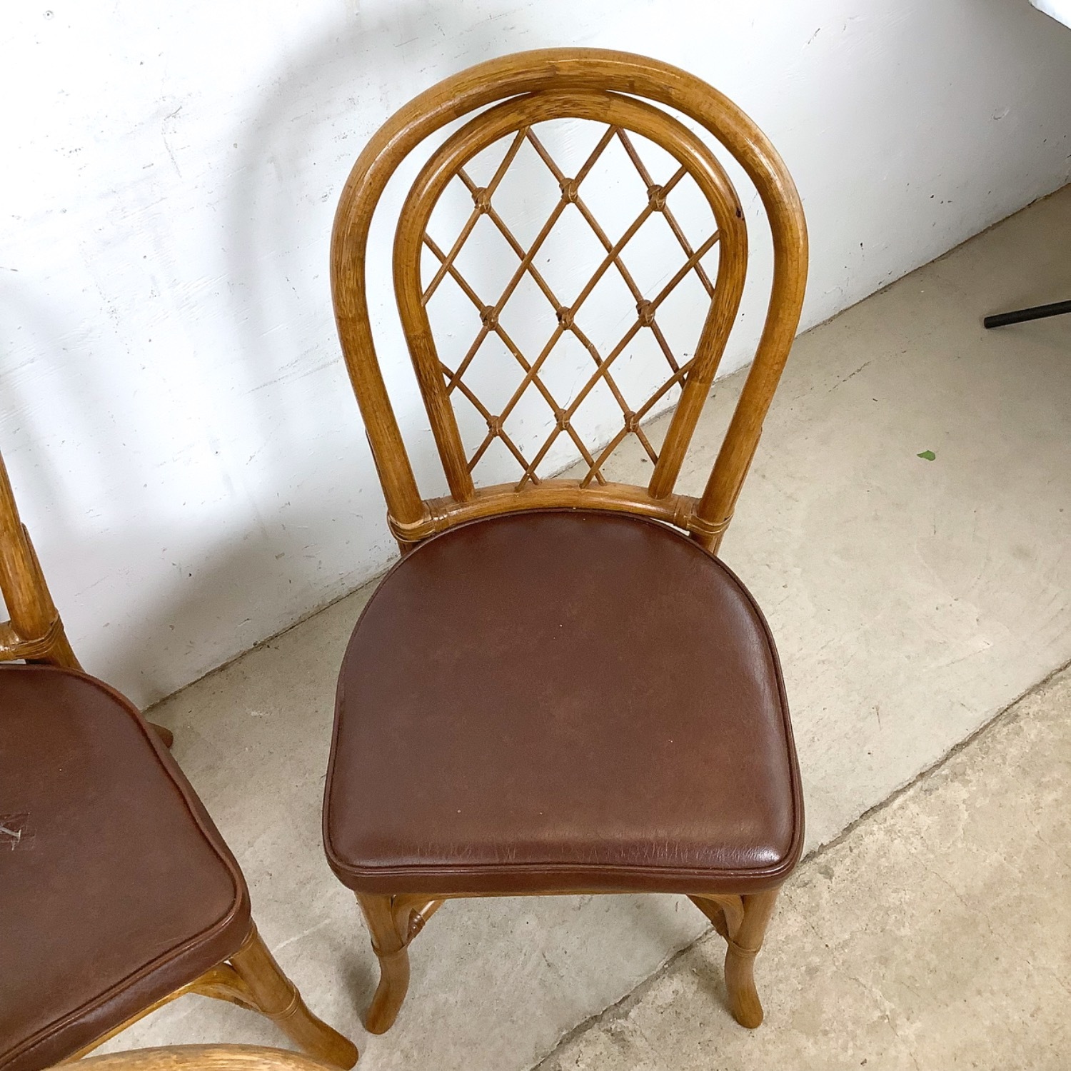  Set of 4 Vintage Rattan Dining Chairs - image-5