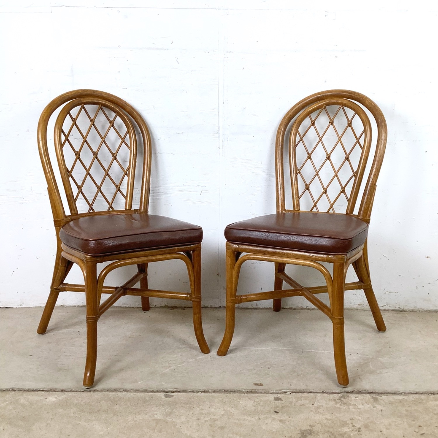  Set of 4 Vintage Rattan Dining Chairs - image-7