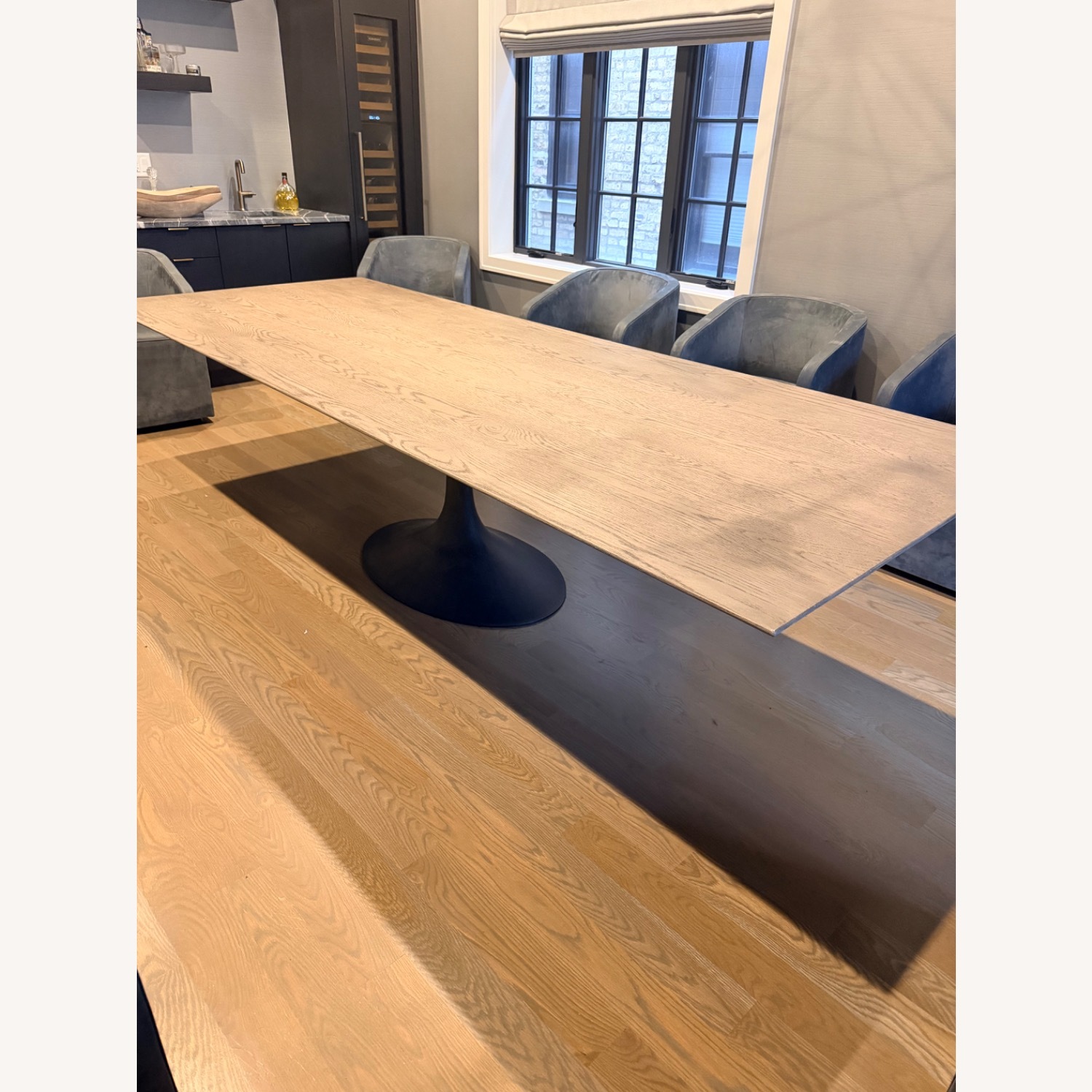 Restoration Hardware Aero Light Gray Wood Dining Table - image-2