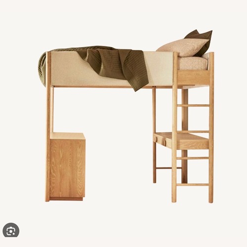 Used West Elm Statement Knob Loft Bed W Desk & Dresser for sale on AptDeco