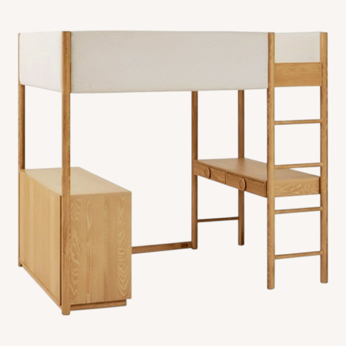 Used West Elm Statement Knob Loft Bed W Desk & Dresser for sale on AptDeco