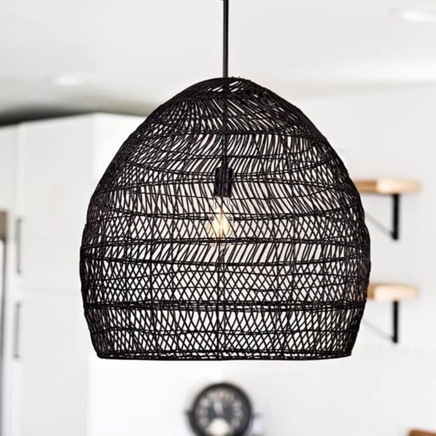 Black Wicker Ceiling Lamp - image-4