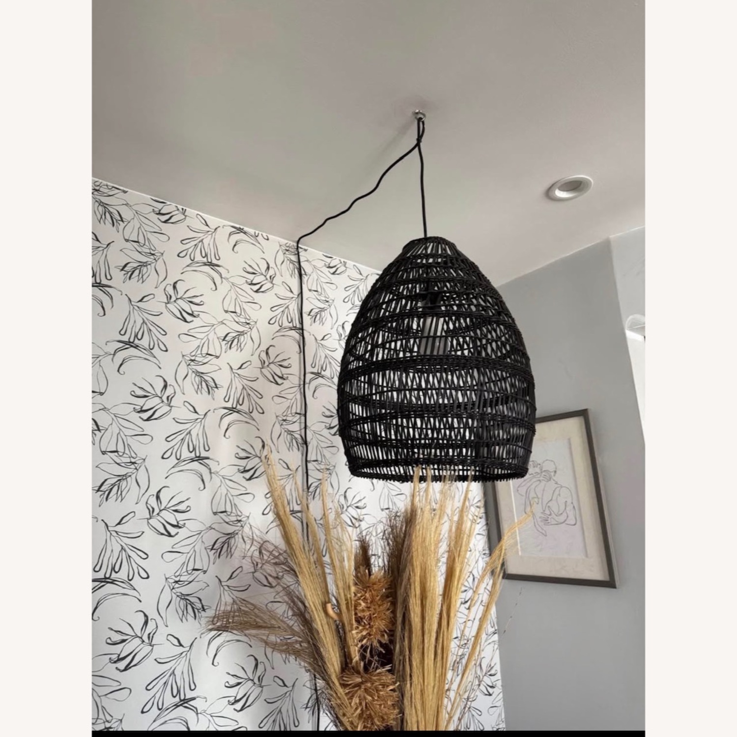 Black Wicker Ceiling Lamp - image-1