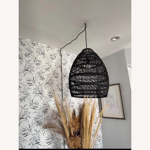 Used Black Wicker Ceiling Lamp for sale on AptDeco