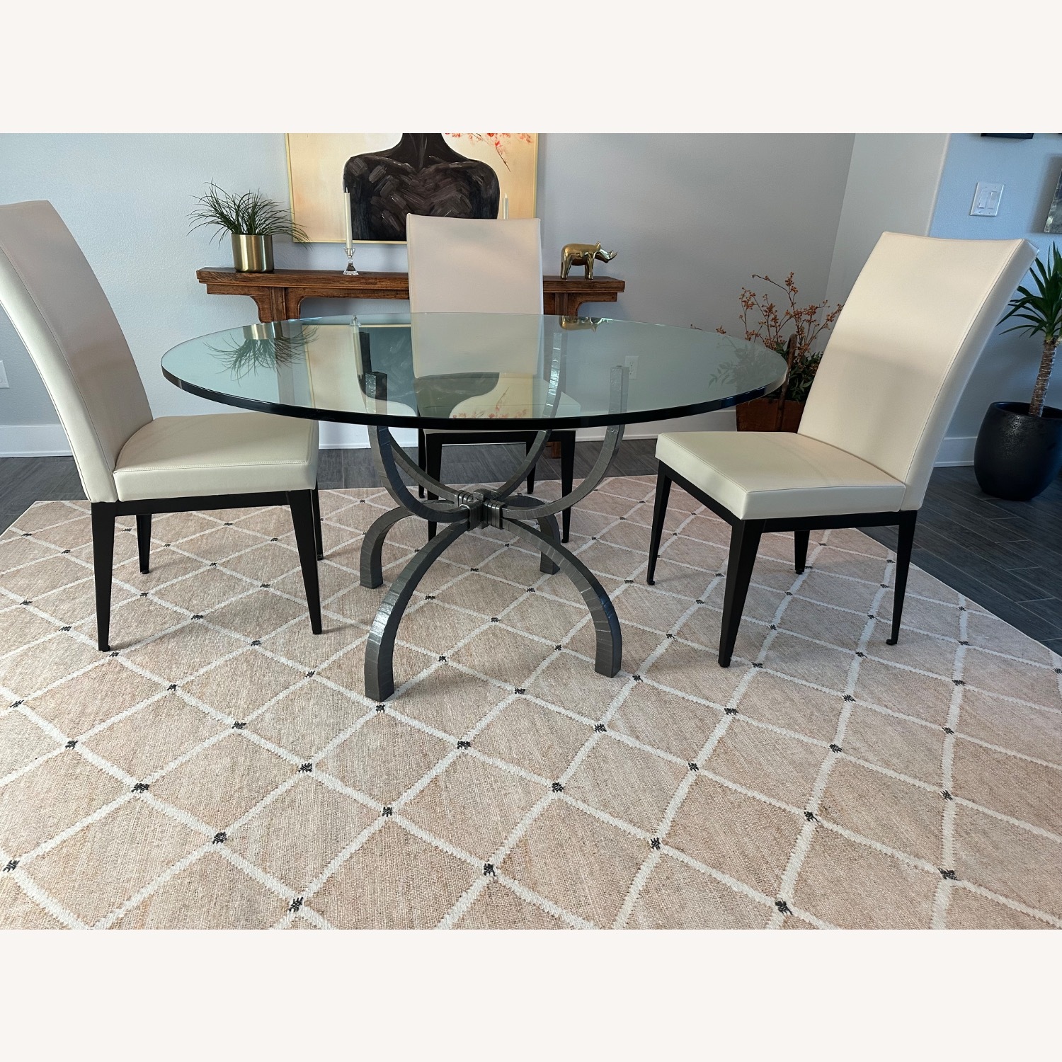 Dark Gray Metal Dining Table - image-2