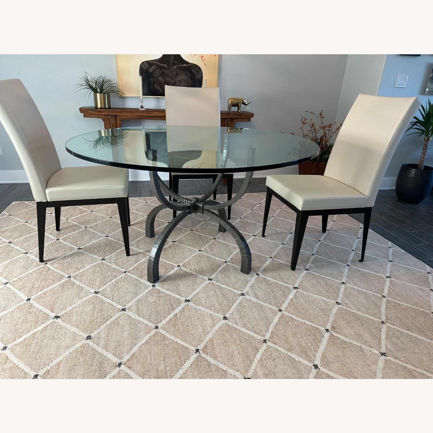 Dark Gray Metal Dining Table - image-4