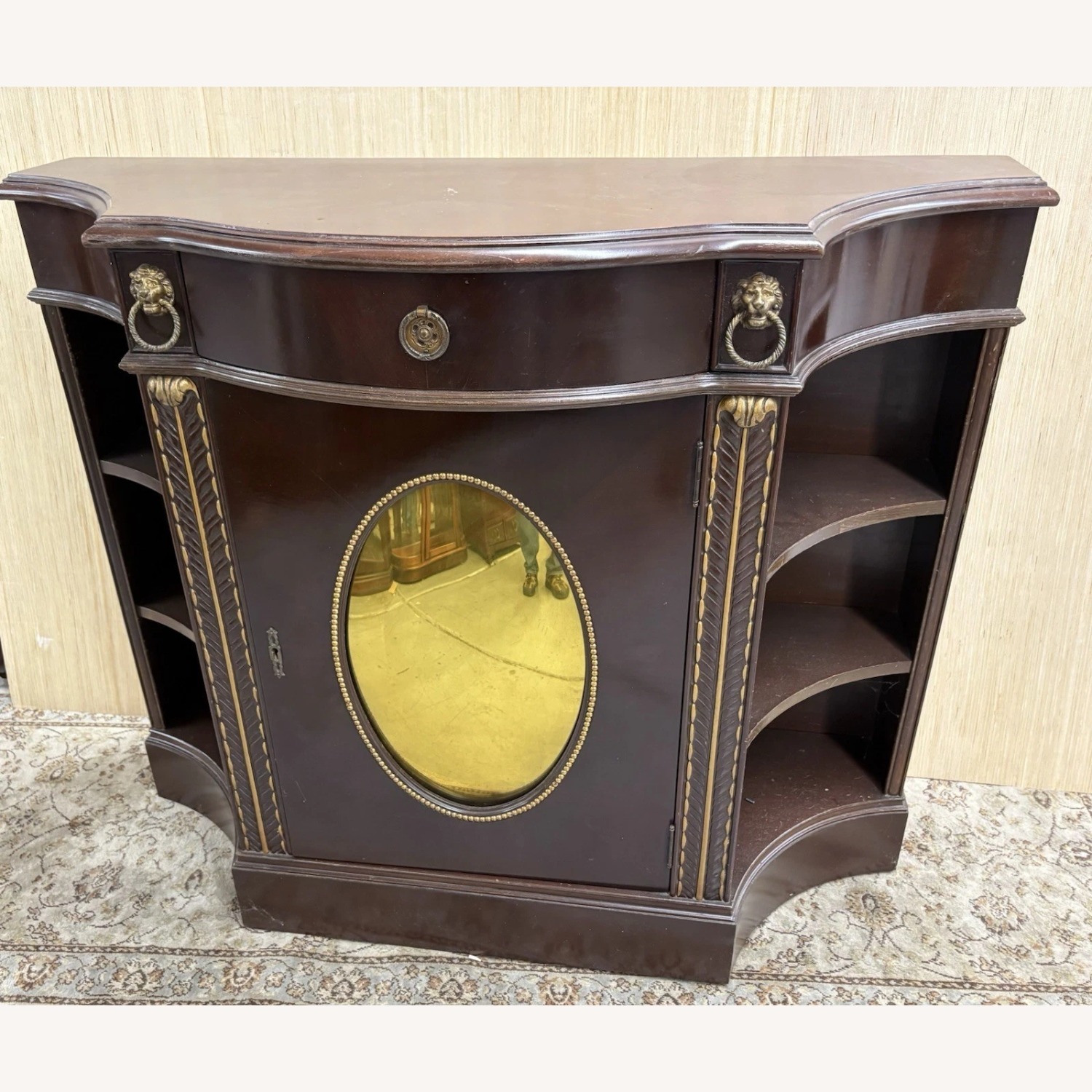 Mahogany Credenza with Gold Mirrored Insert - image-2