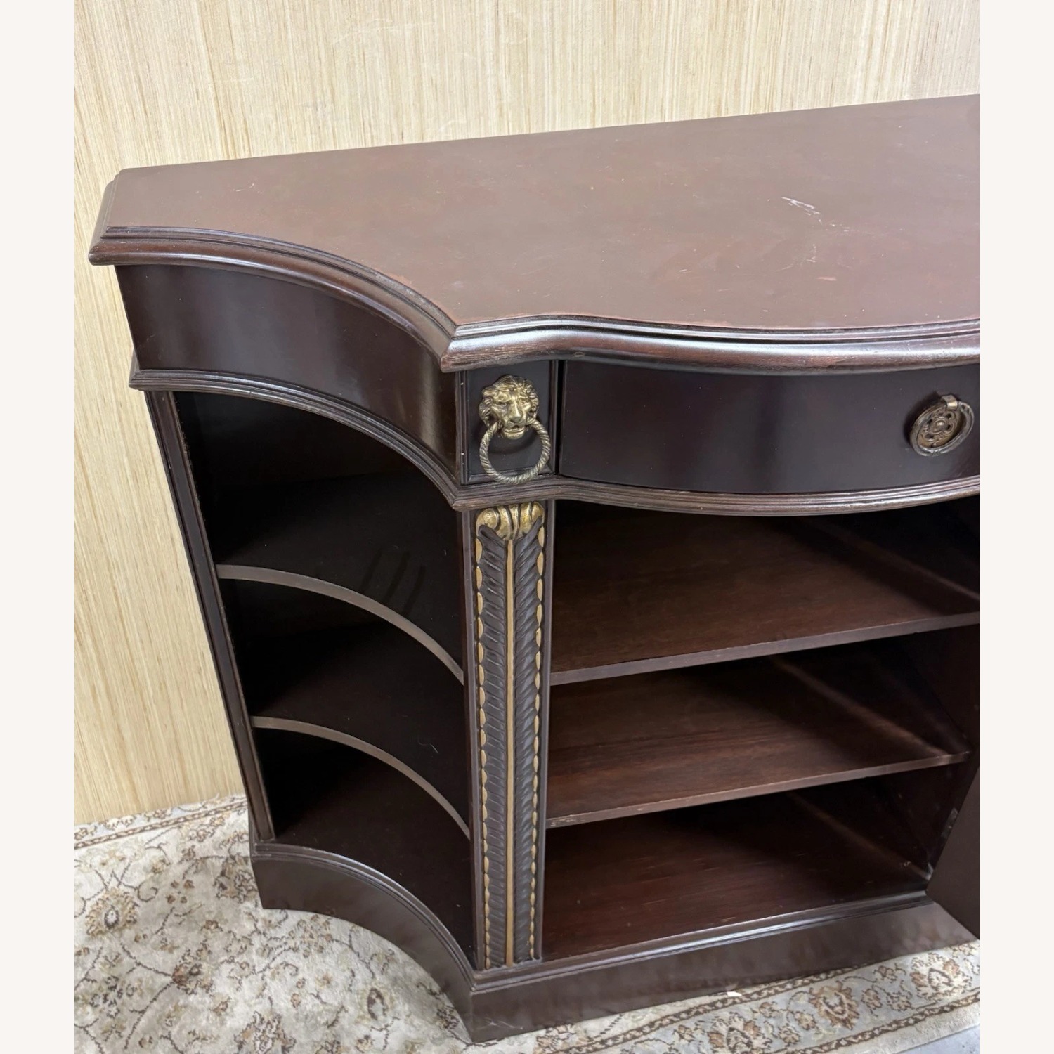 Mahogany Credenza with Gold Mirrored Insert - image-4