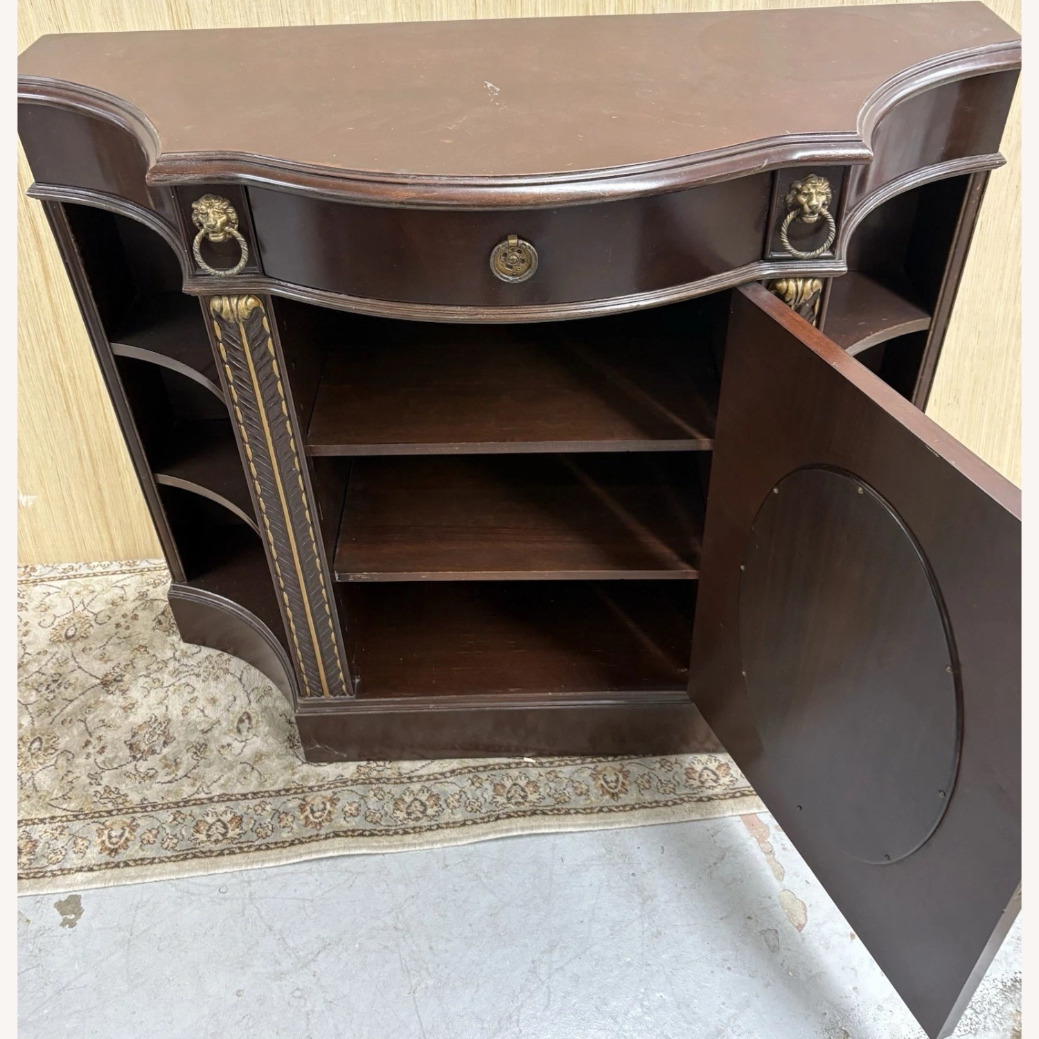 Mahogany Credenza with Gold Mirrored Insert - image-6