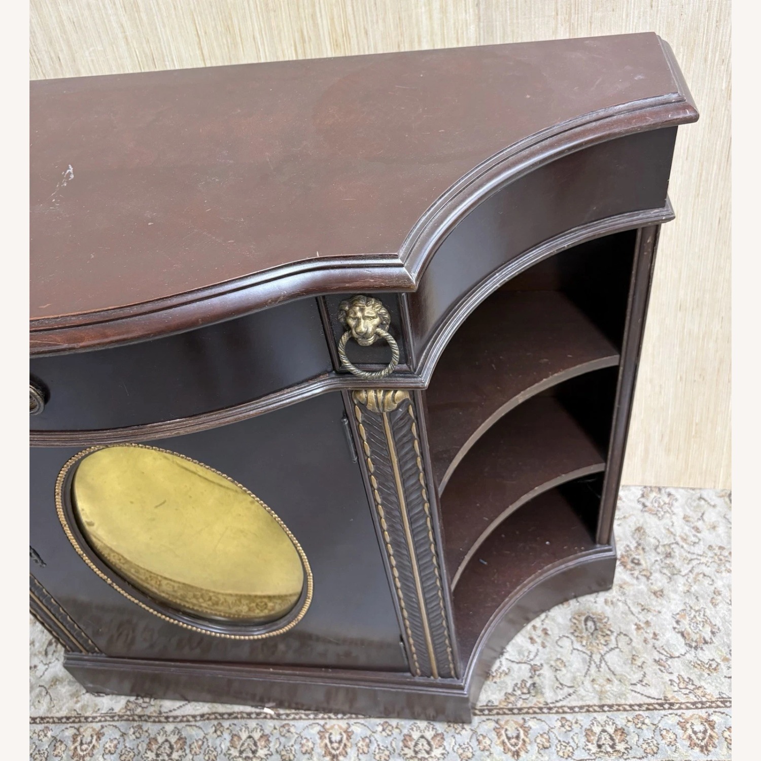 Mahogany Credenza with Gold Mirrored Insert - image-5