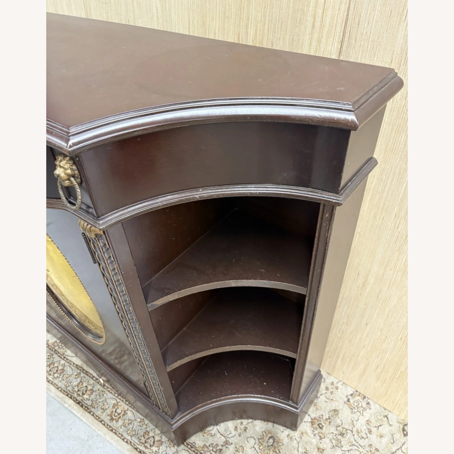 Mahogany Credenza with Gold Mirrored Insert - image-13