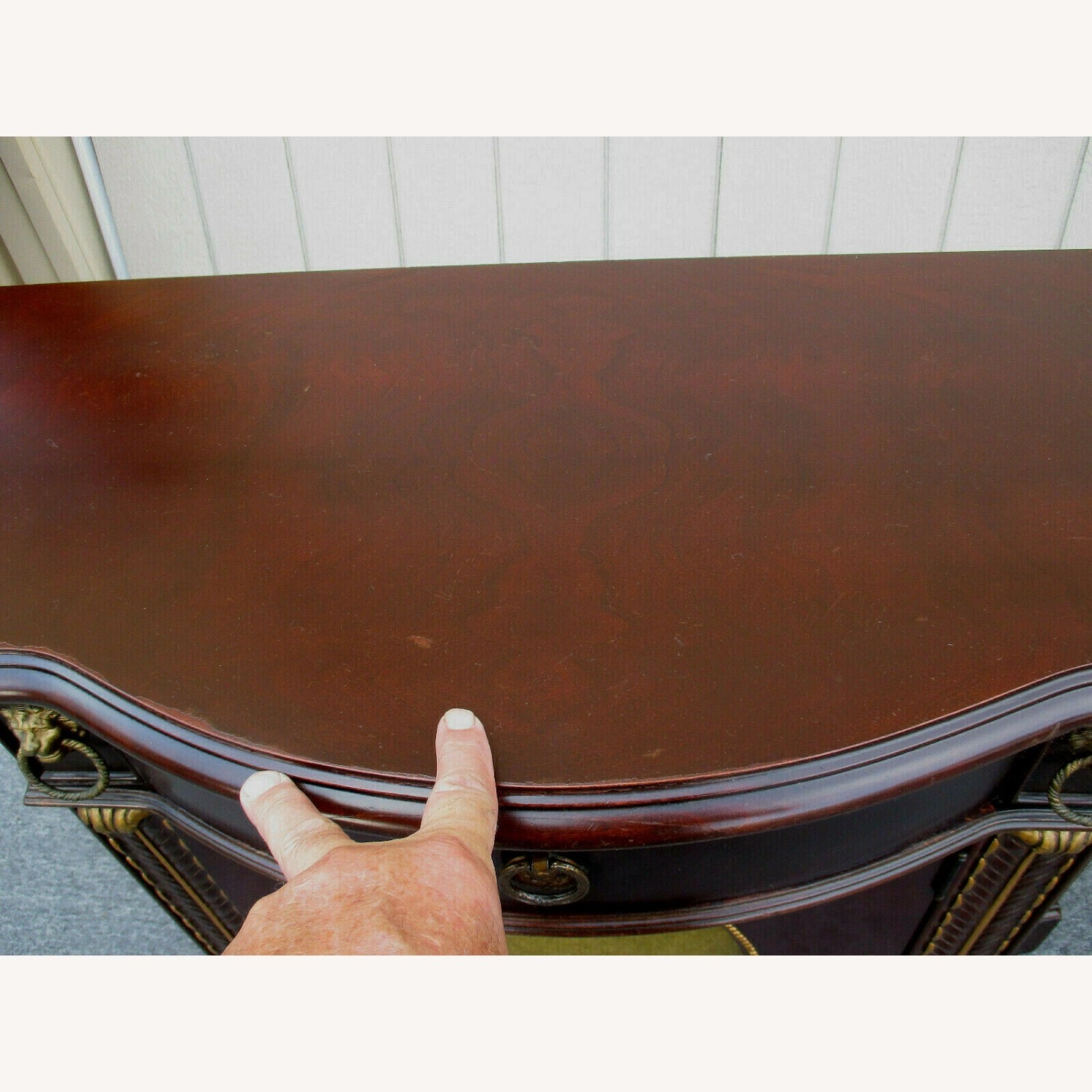 Mahogany Credenza with Gold Mirrored Insert - image-15