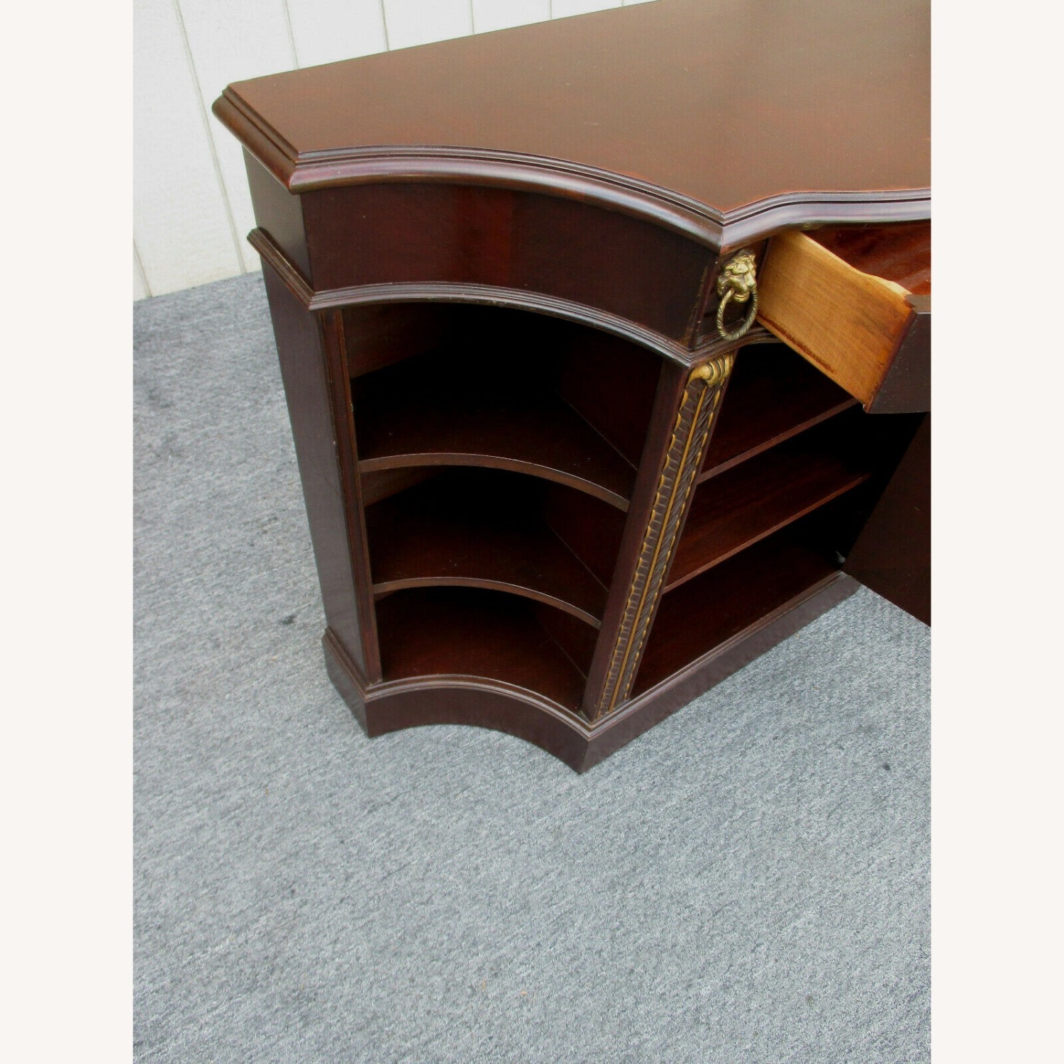 Mahogany Credenza with Gold Mirrored Insert - image-9