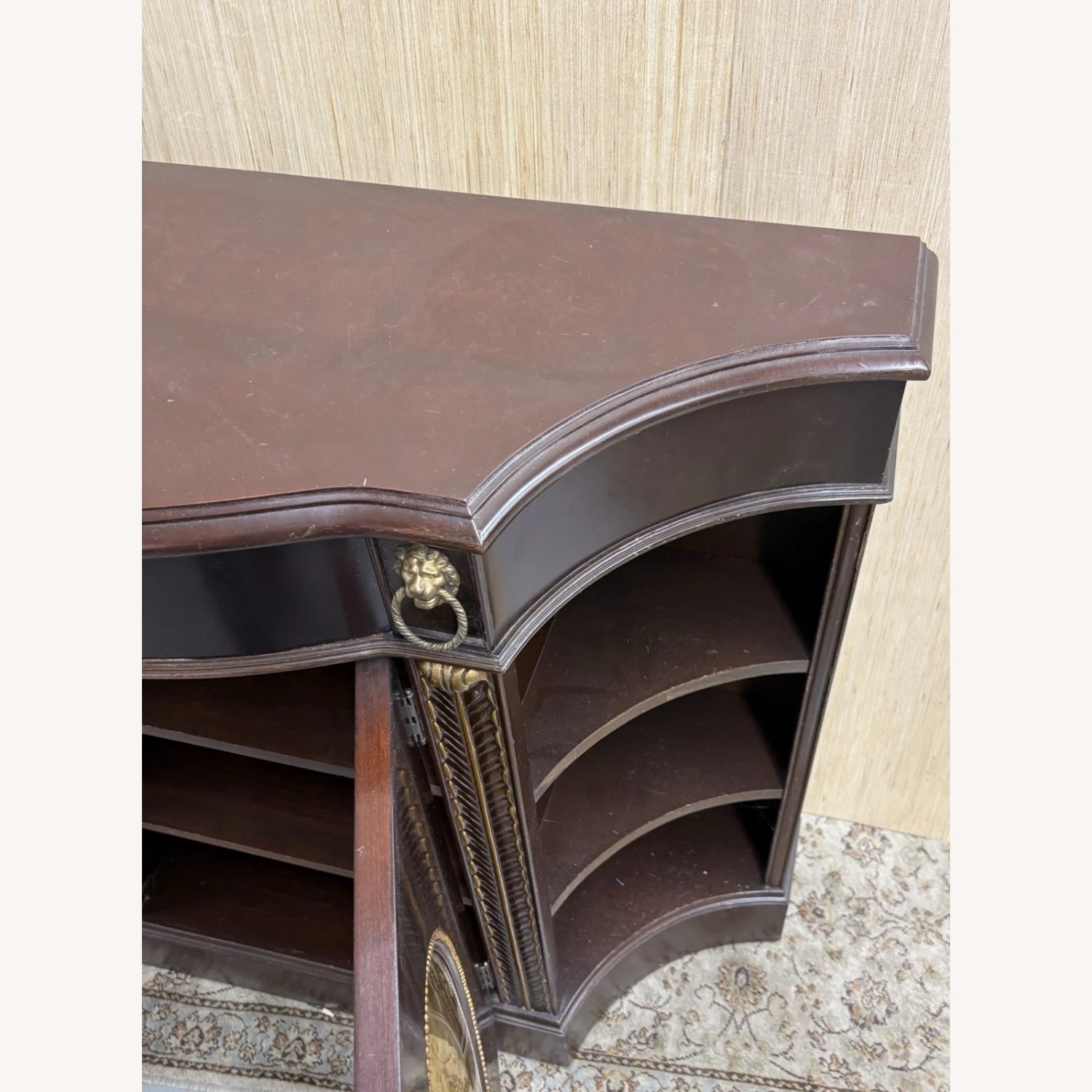 Mahogany Credenza with Gold Mirrored Insert - image-8