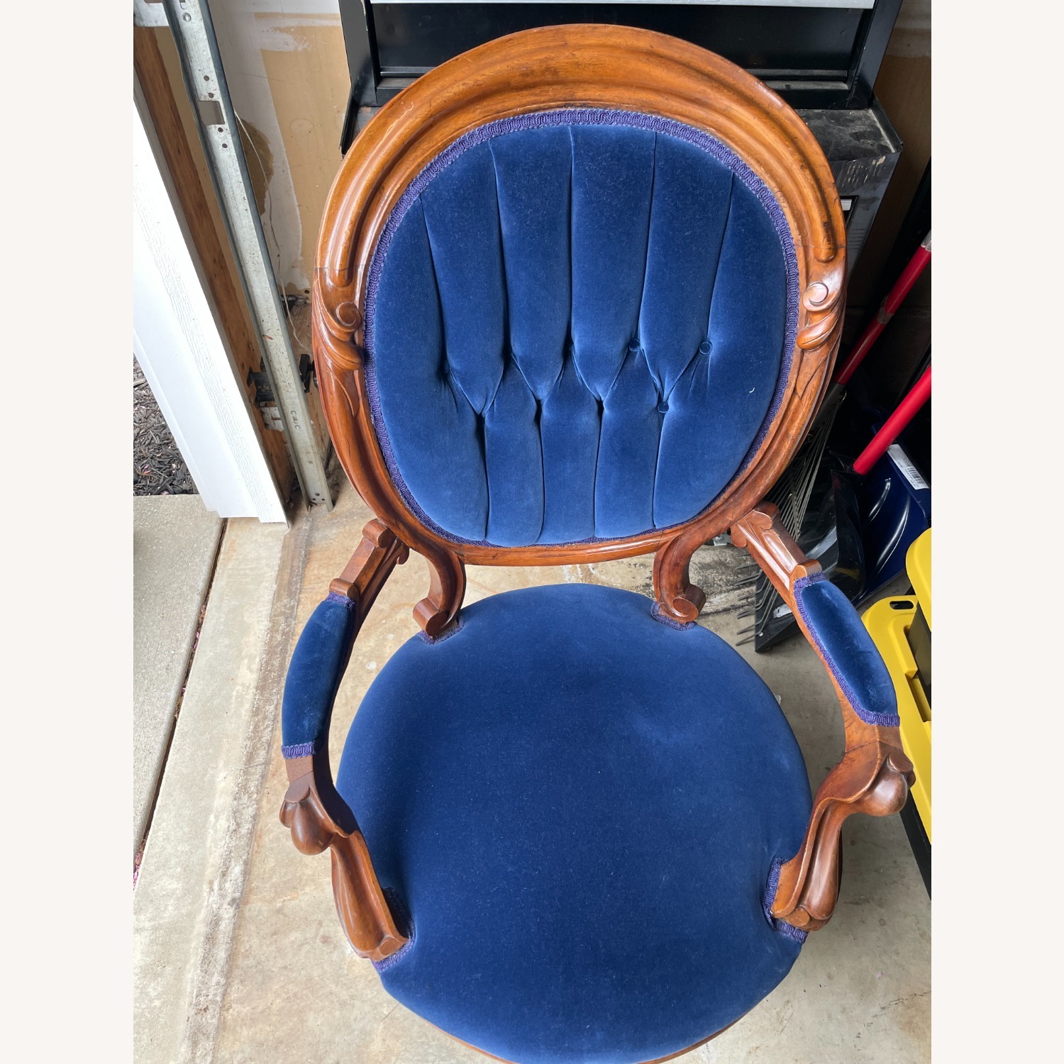 Antique Victorian Blue Upholstery Loveseat - image-8