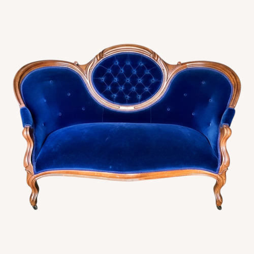 Used Antique Victorian Blue Upholstery Loveseat for sale on AptDeco