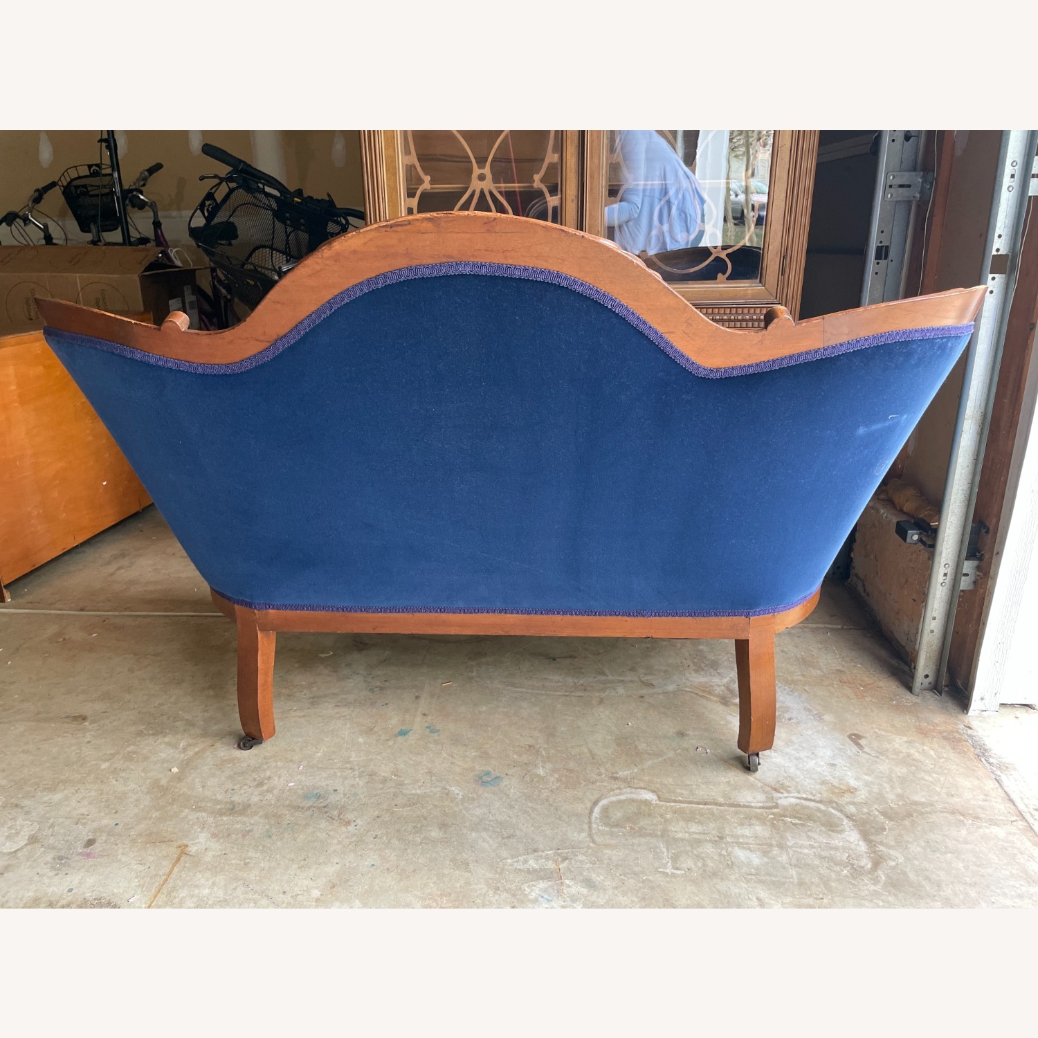 Antique Victorian Blue Upholstery Loveseat - image-6