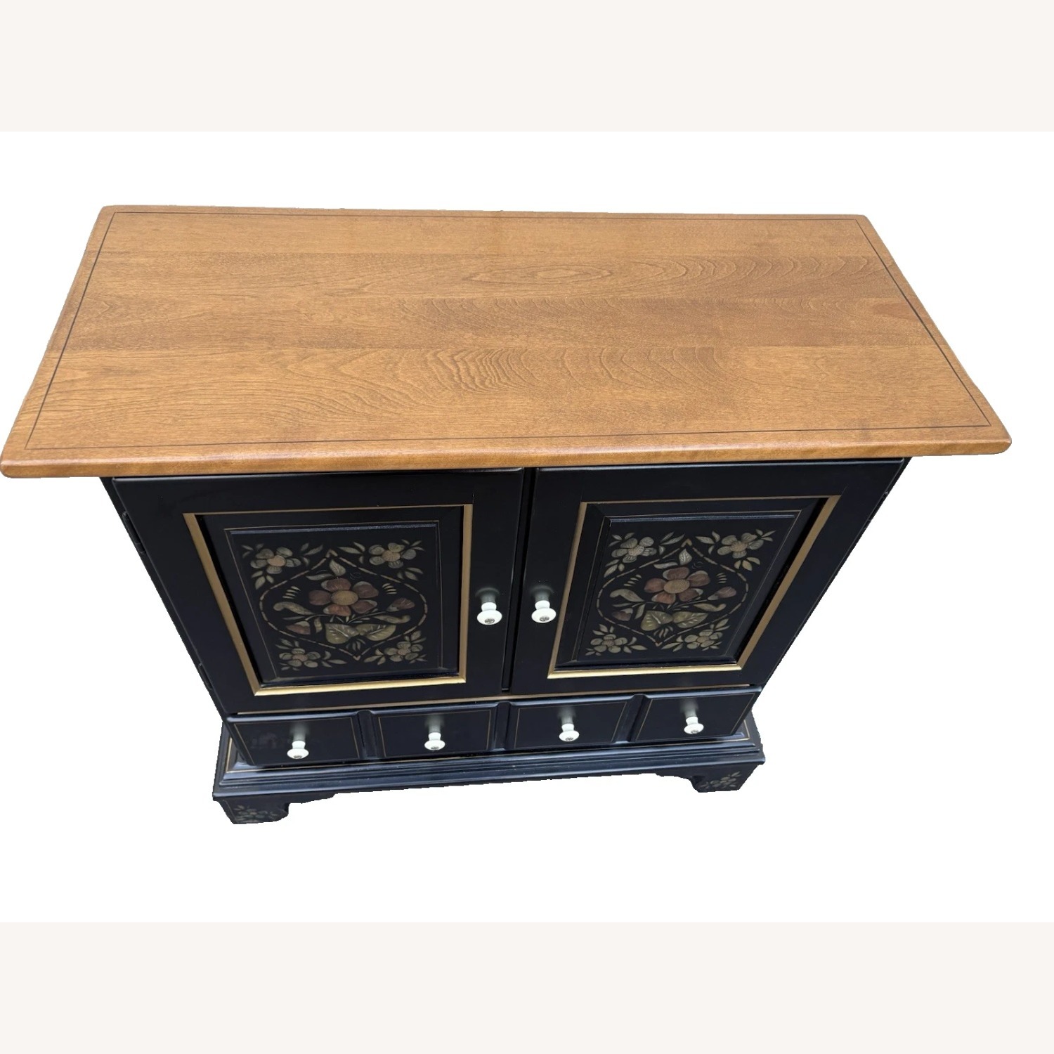 Ethan Allen Black Wood Sideboard With Mirror - image-2