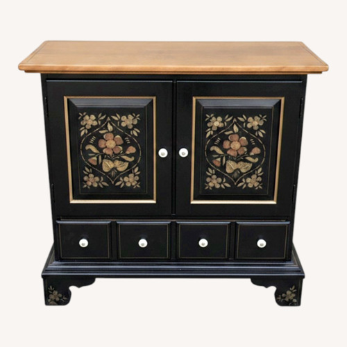 Used Ethan Allen Black Wood Sideboard With Mirror for sale on AptDeco