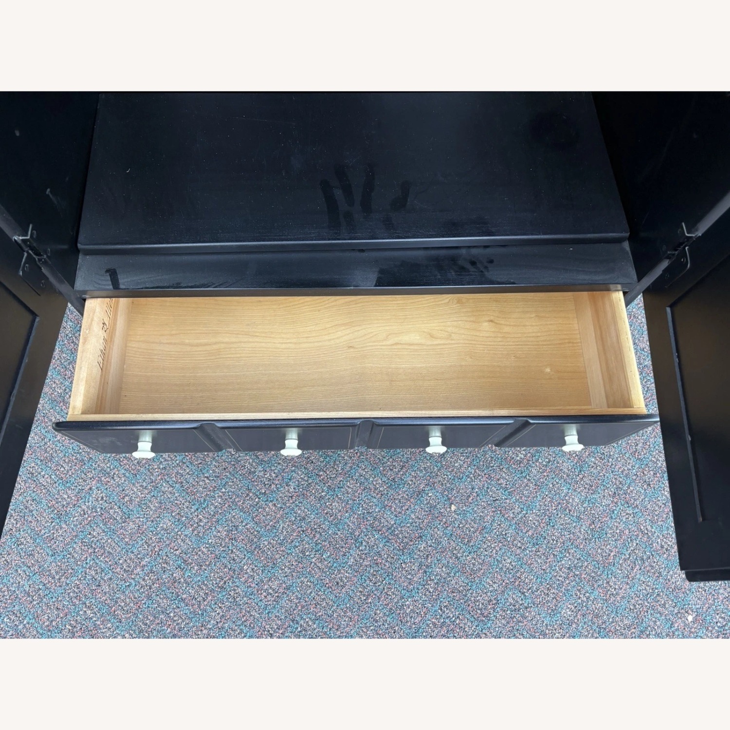 Ethan Allen Black Wood Sideboard With Mirror - image-7