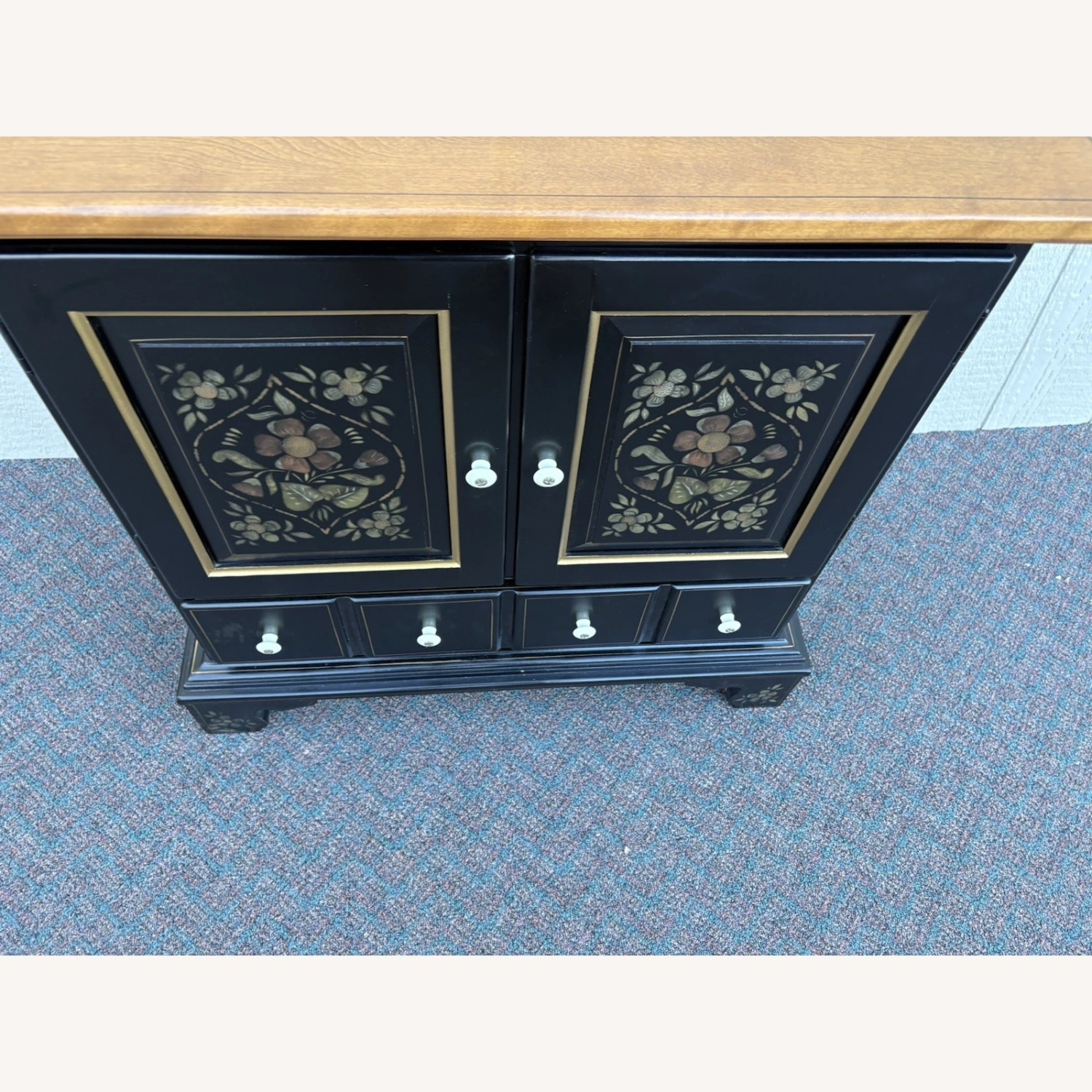 Ethan Allen Black Wood Sideboard With Mirror - image-9