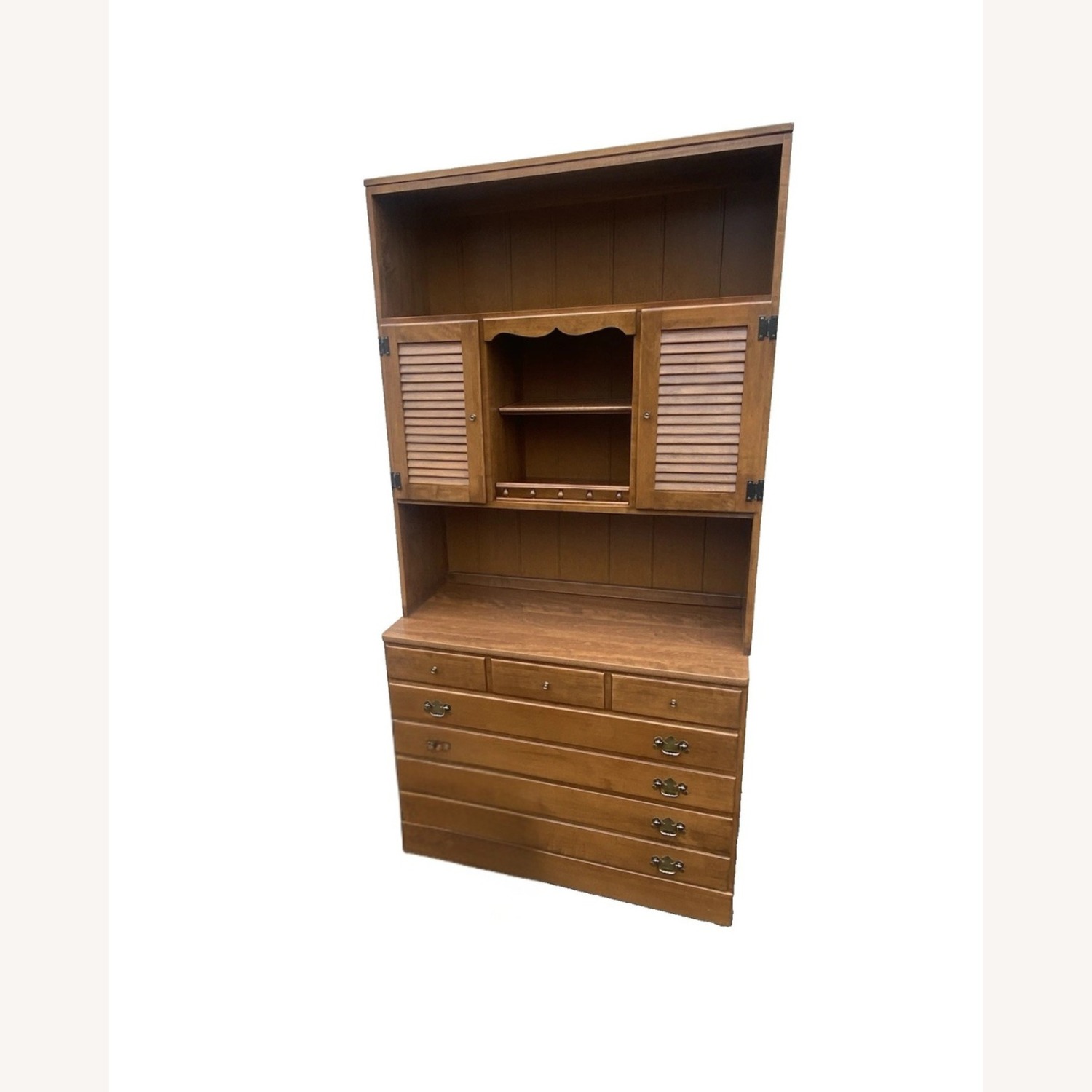 Ethan Allen Maple Cabinet with Bookcase Top - image-1