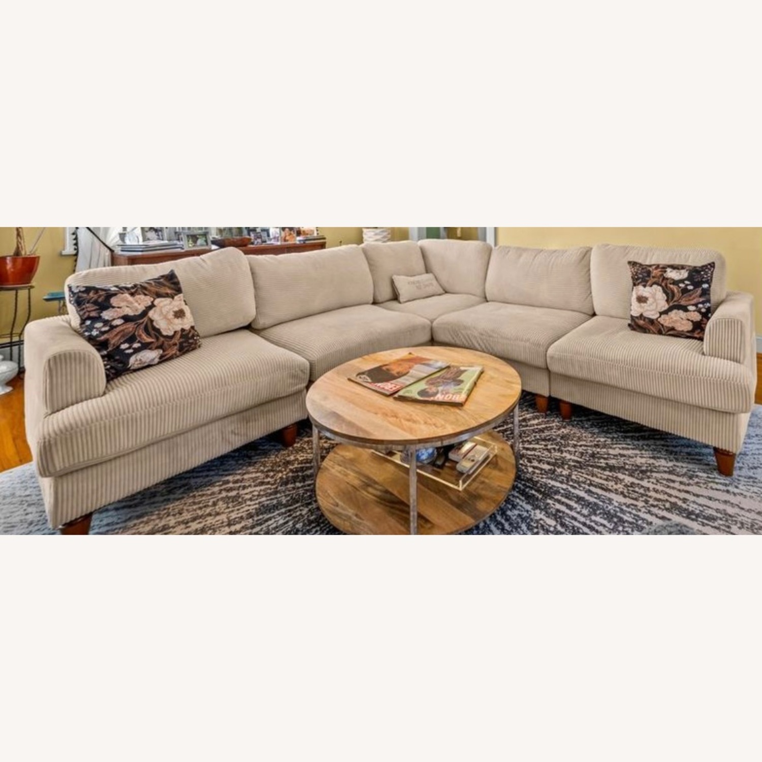 101” Corduroy 5-seater Sectional with Ottoman  - image-2