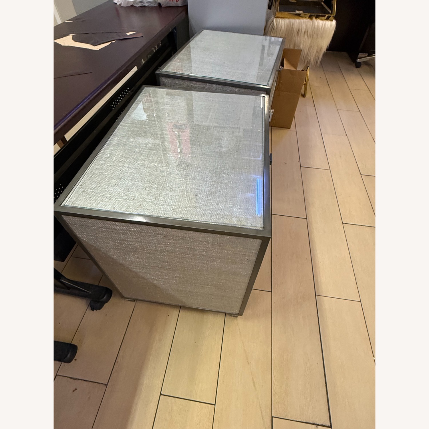 Global Views Ann Gish Light Gray Wood Nightstands - image-4