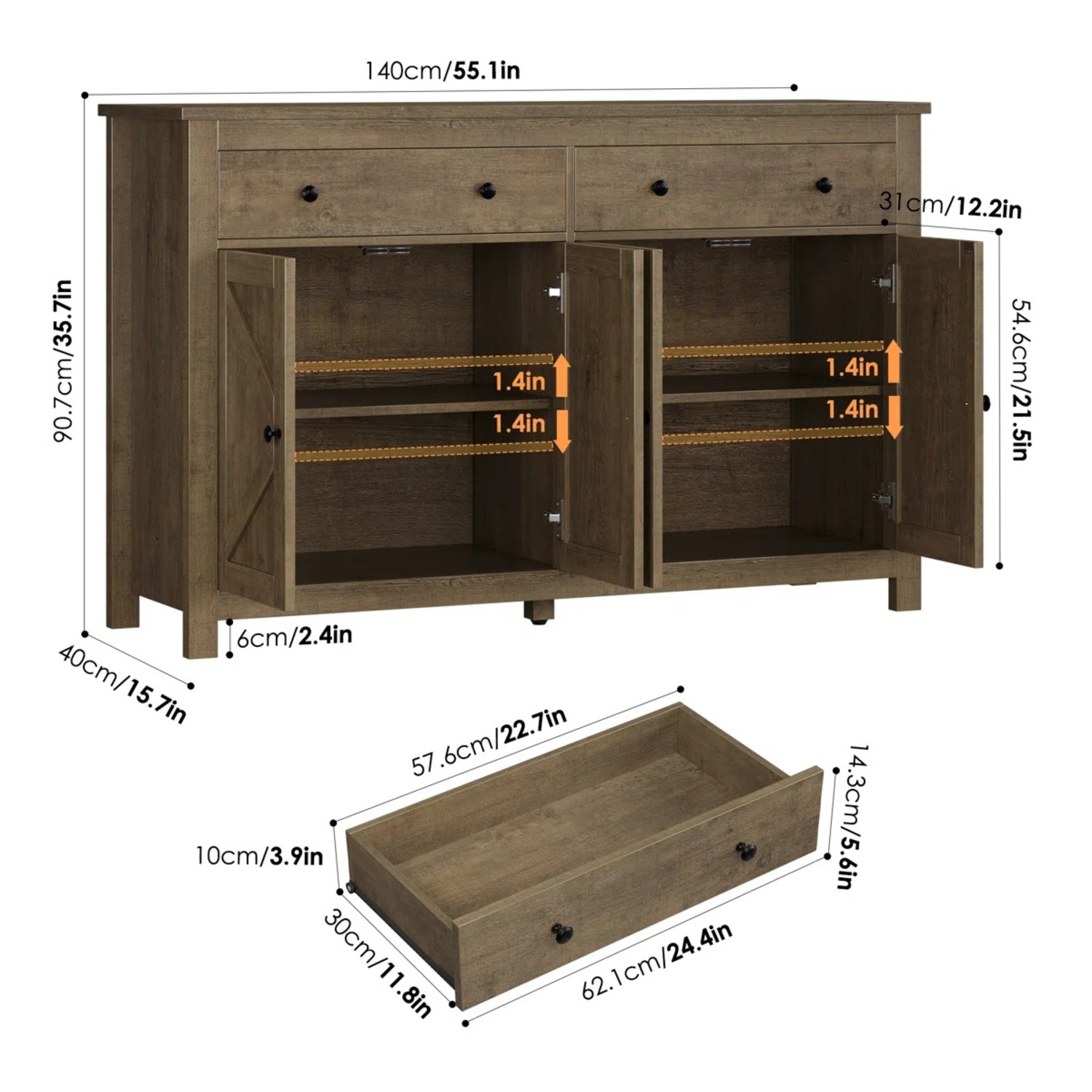 Wayfair Laurel Foundry Light Brown Wood Sideboard - image-2