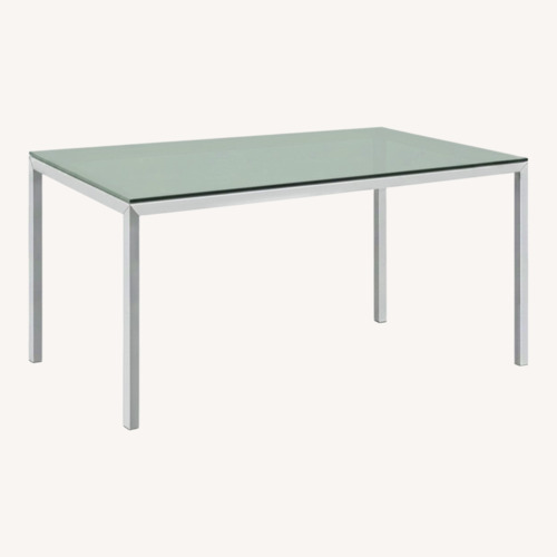 Used Room & Board Parsons Steel & Glass Dining Table for sale on AptDeco