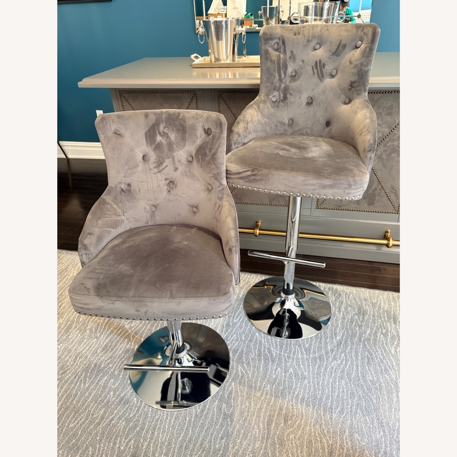 One King's Lane Gray Barstools - image-1