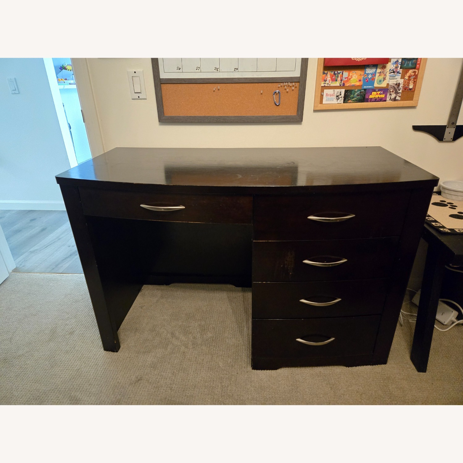 Dark Brown Wood Desk - image-2