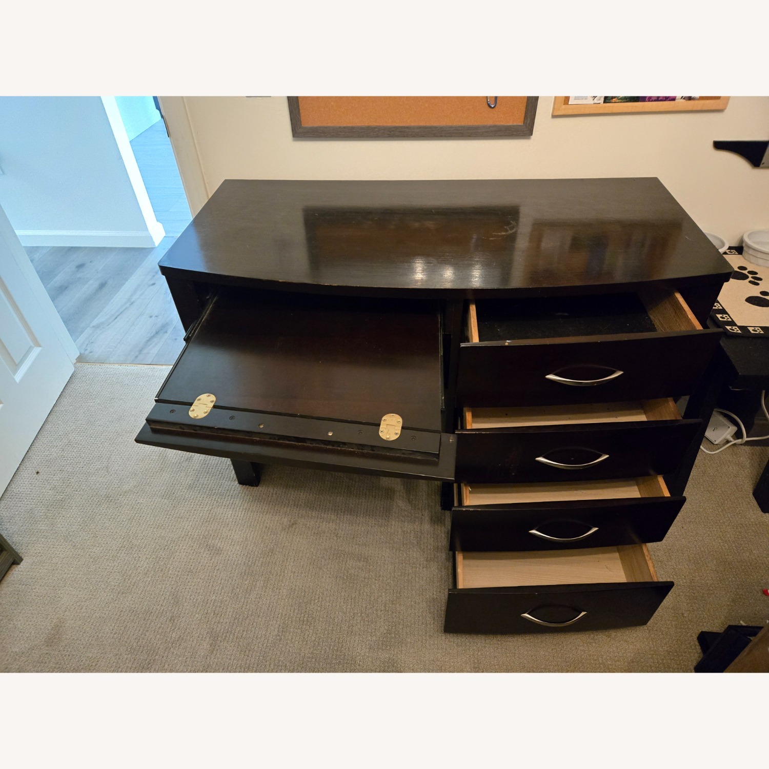 Dark Brown Wood Desk - image-3