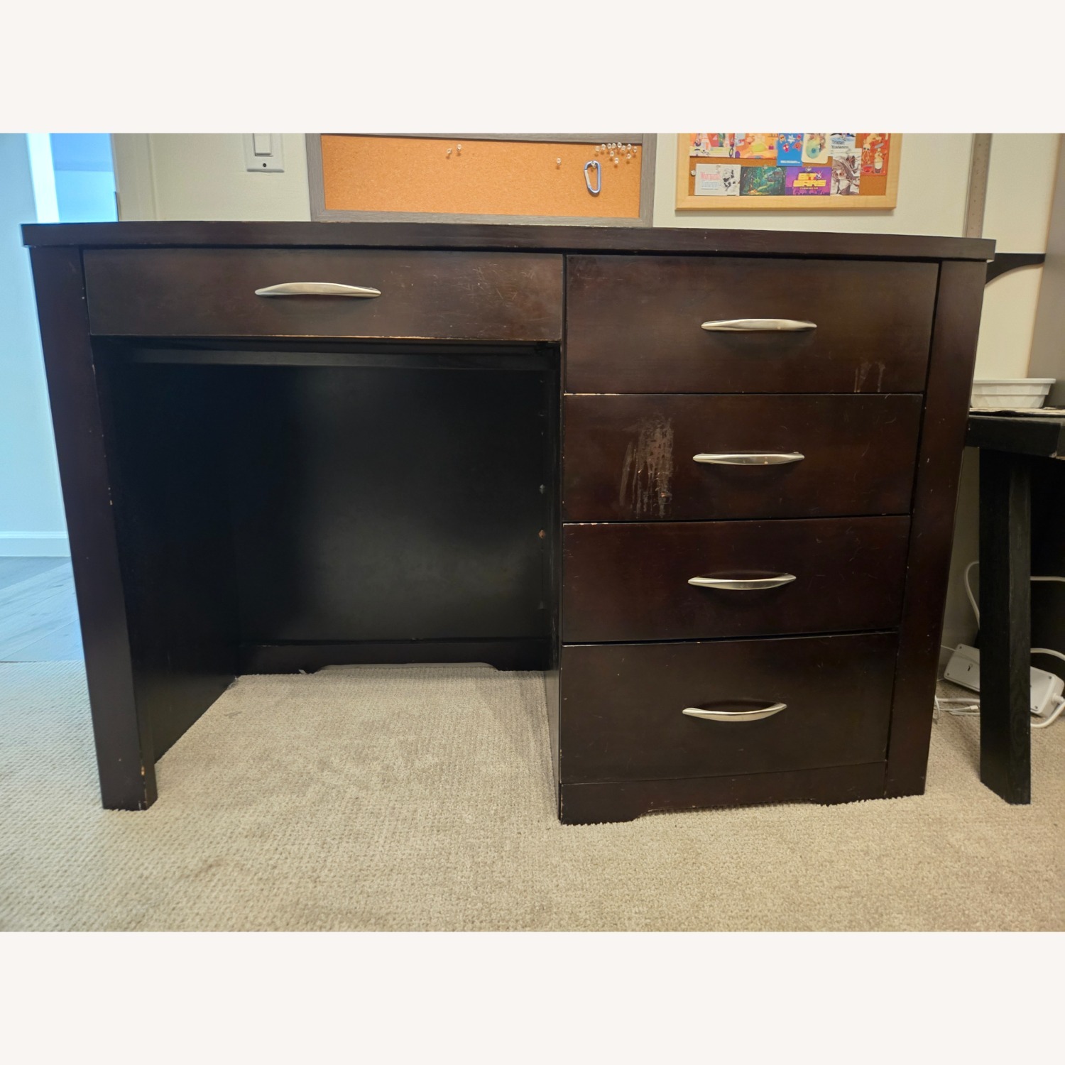 Dark Brown Wood Desk - image-1