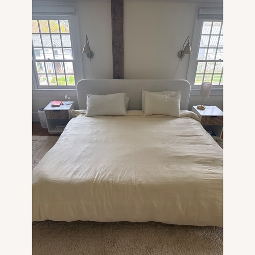 Used One Kings Lane Natural Fabric King Bed for sale on AptDeco