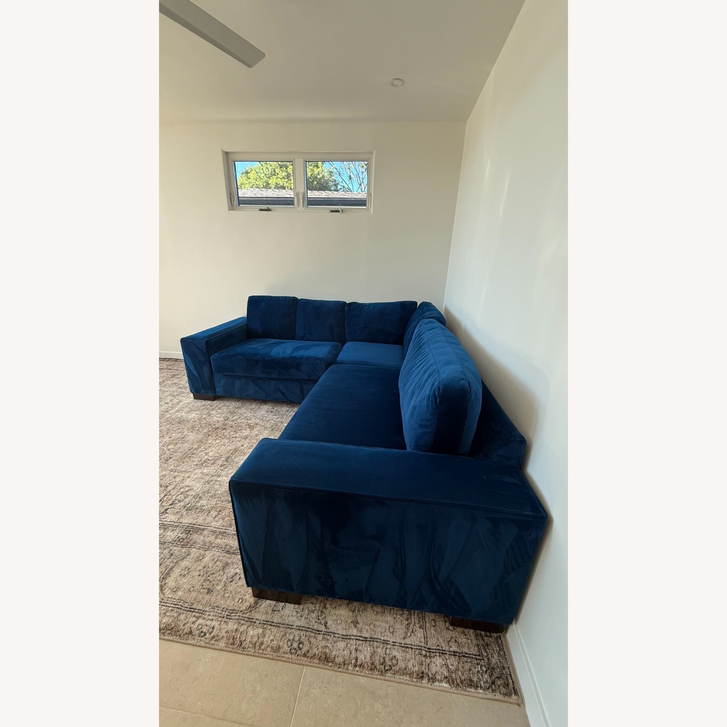 Four Hands Performance Blue Velvet Sofa - image-4