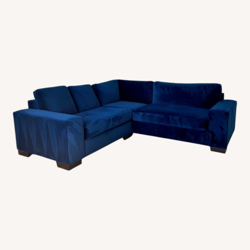 Used Four Hands Performance Blue Velvet Sofa for sale on AptDeco