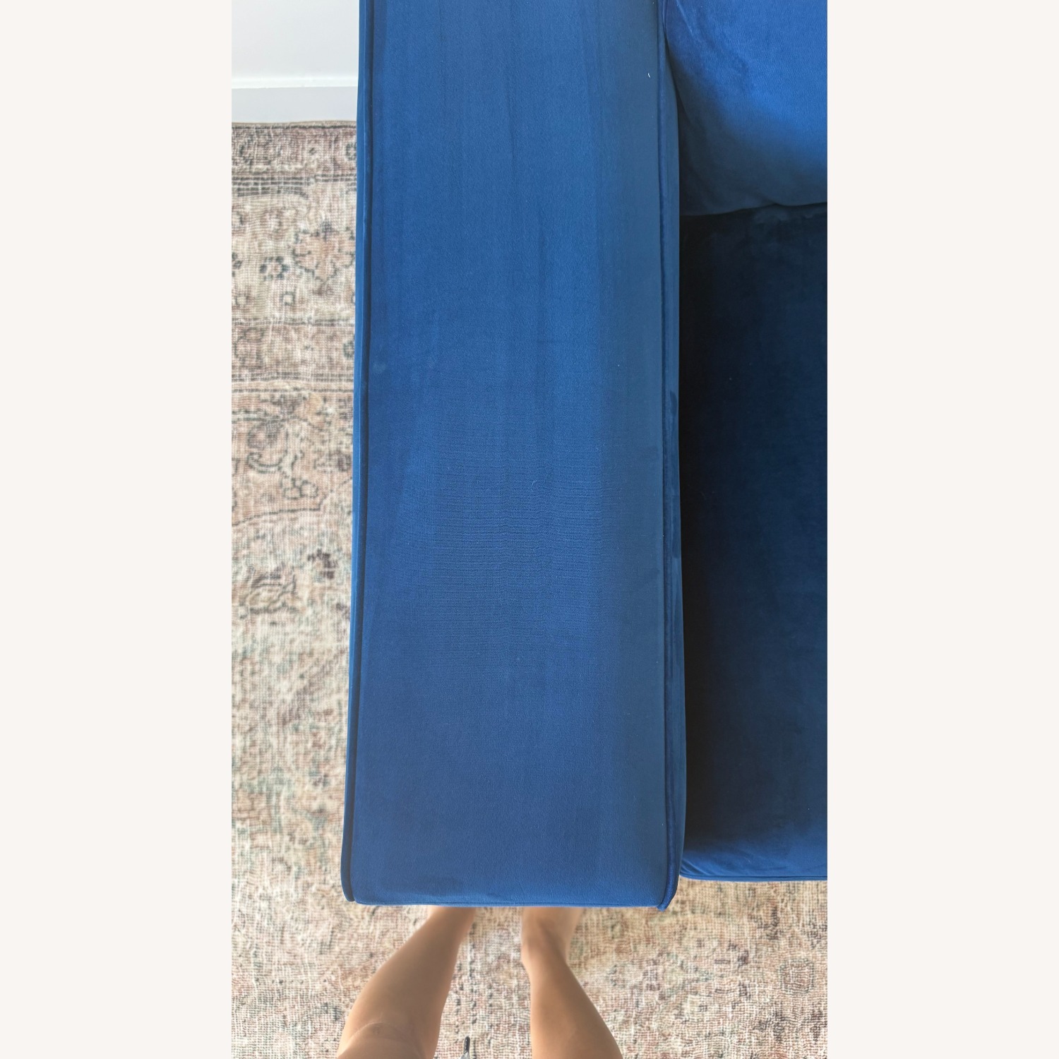 Four Hands Performance Blue Velvet Sofa - image-5