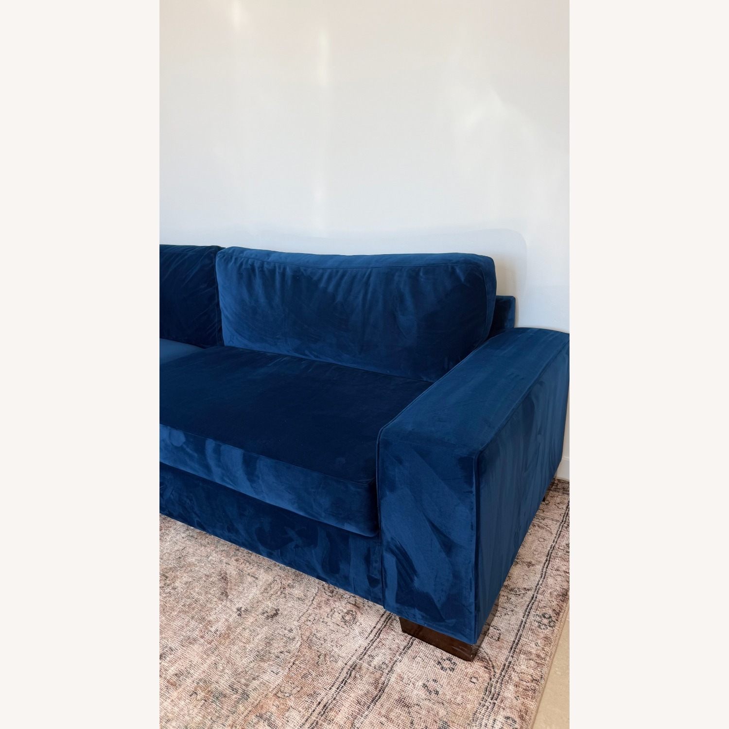 Four Hands Performance Blue Velvet Sofa - image-2