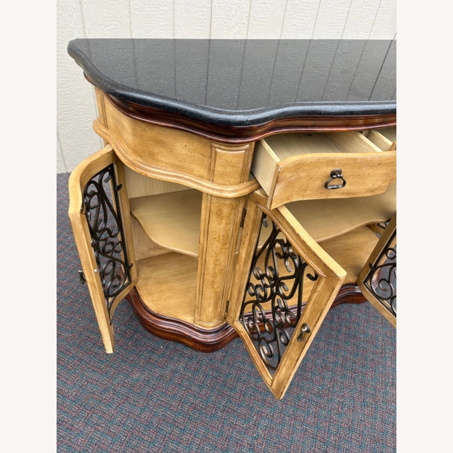Cabinet with Granite Top and Wrought Iron Doors - image-6