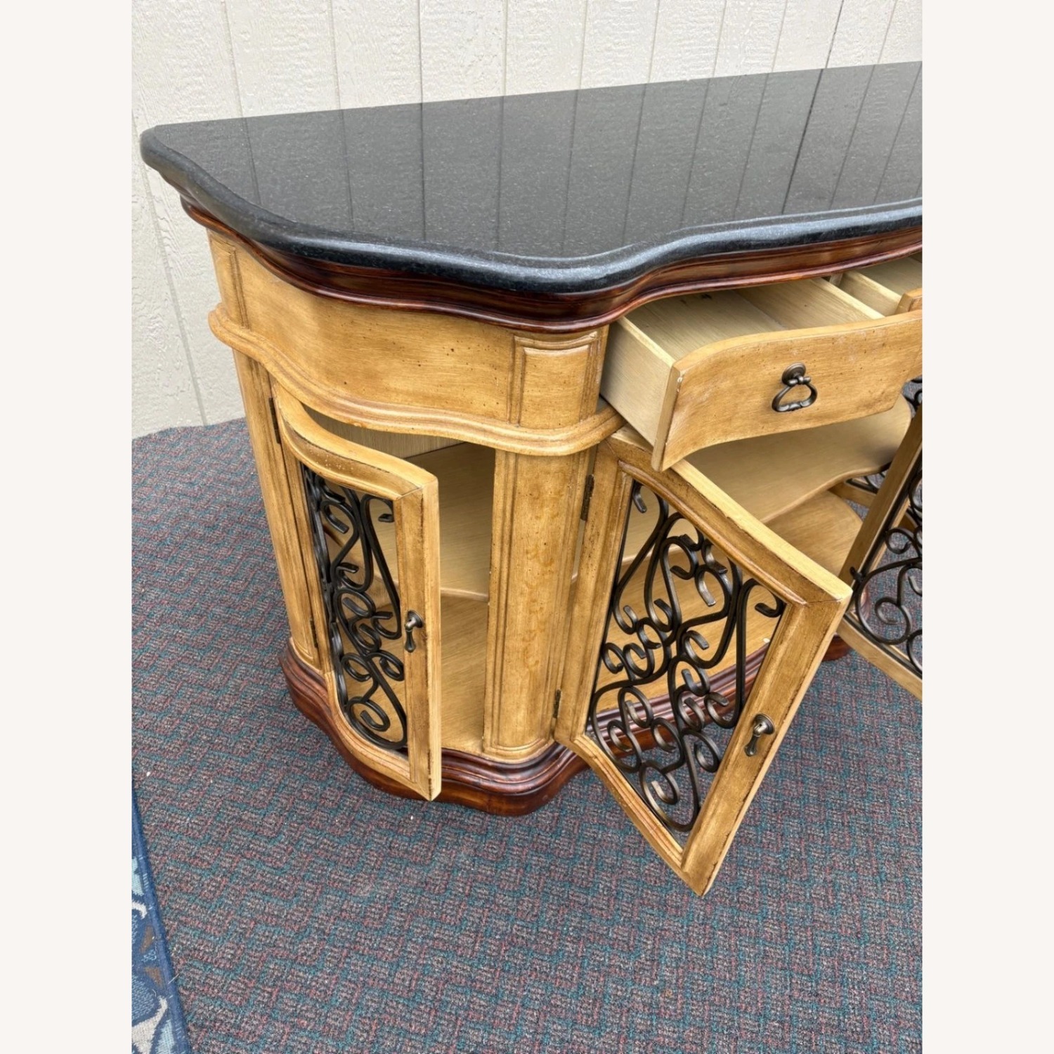 Cabinet with Granite Top and Wrought Iron Doors - image-5