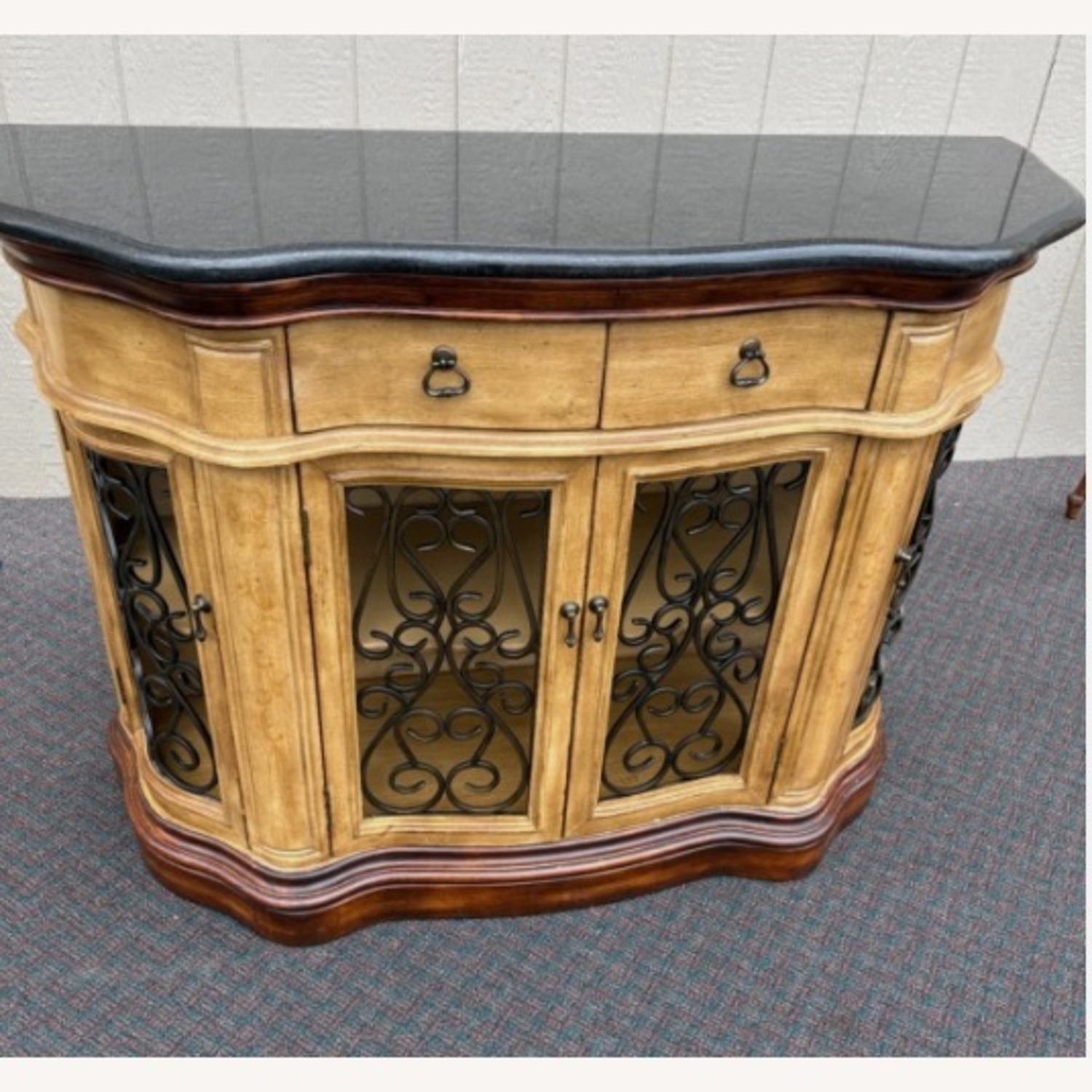 Cabinet with Granite Top and Wrought Iron Doors - image-1