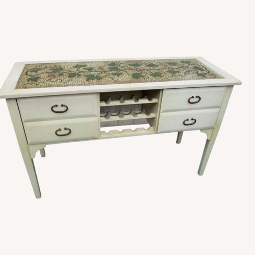 Used White Wood Sideboard with Wine Rack Factory Finish for sale on AptDeco